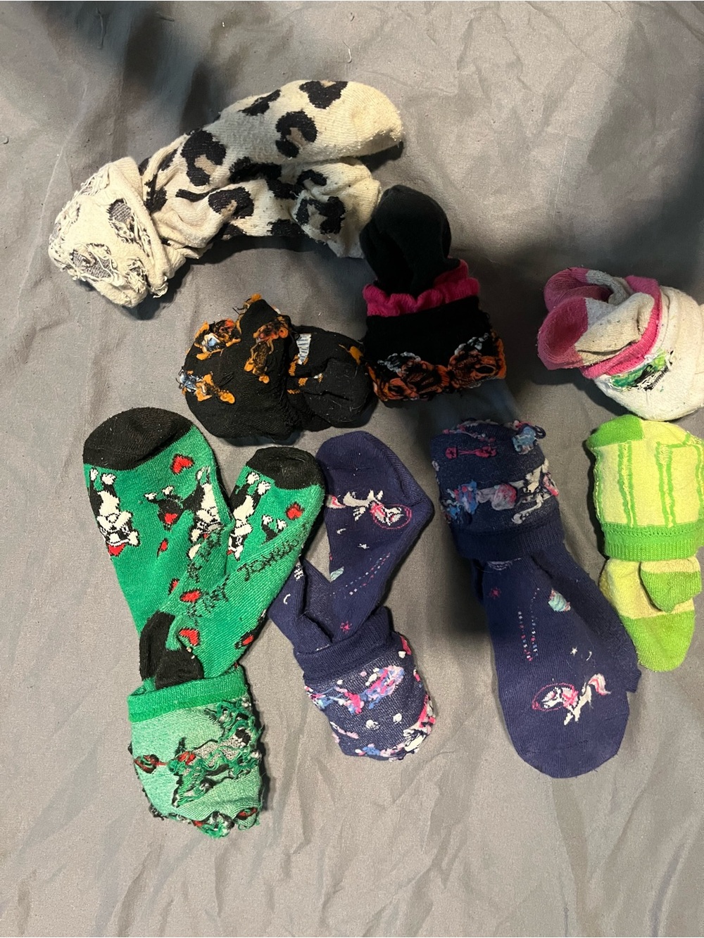 Girls Patterned Crew Socks - Green & Navy Assorted